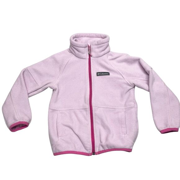 Columbia Other - Columbia fleece cozy Jacket girls pink Coat Full Zip Pockets Kids sz XXS 4/5